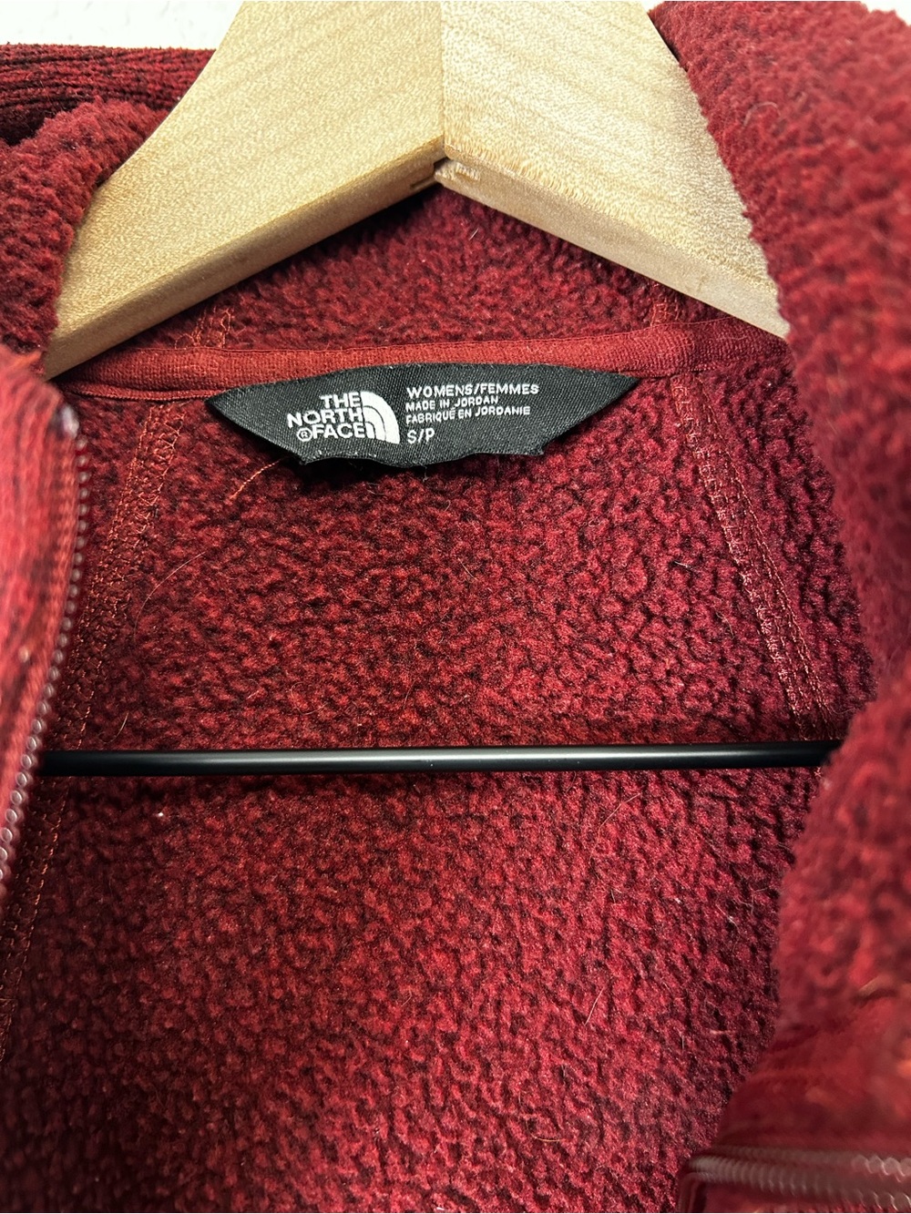 The North Face Crescent Full Zip Sweater Fleece Hoodie Jacket Burgundy Small - Picture 3 of 9